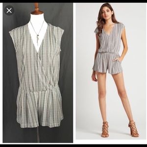 BCBGeneration striped romper with pockets
